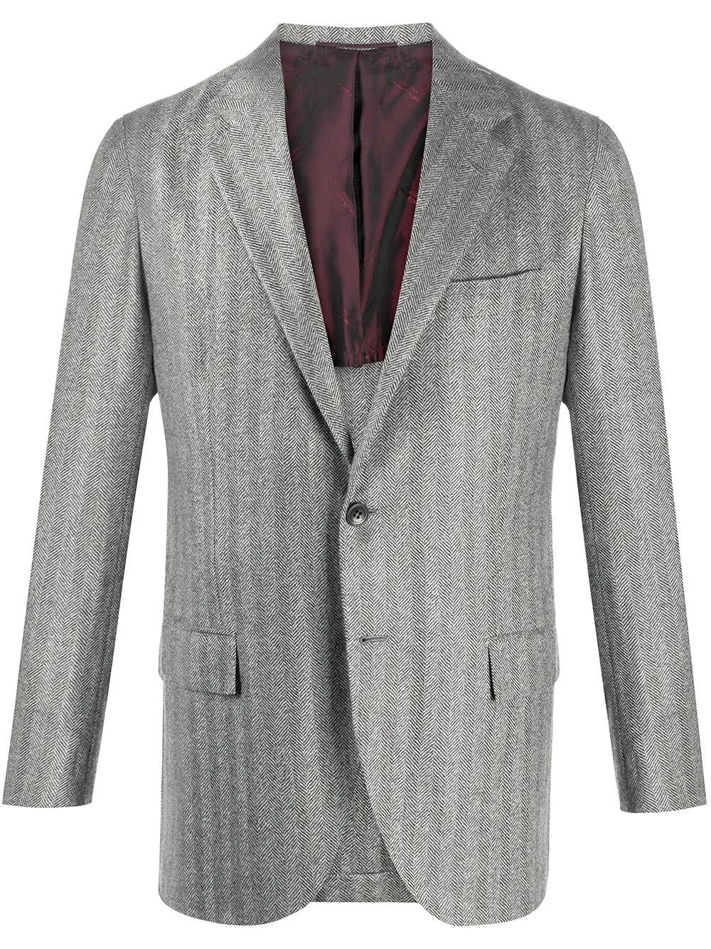 

Пиджак в тонкую полоску Kiton, серый