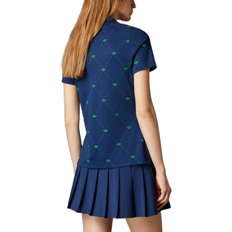 Футболка поло с принтом trefoil Adidas Originals, индиго/зеленый — фото 4