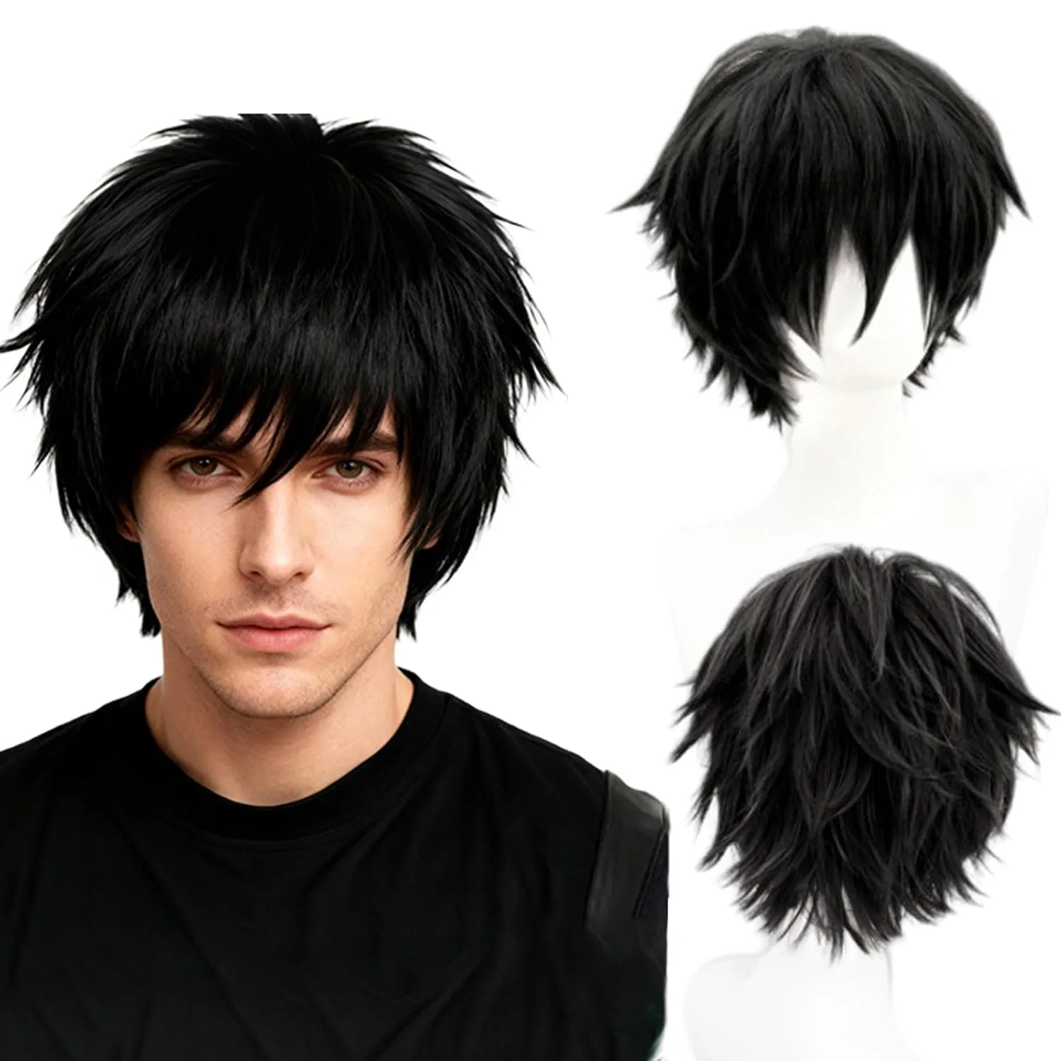 Мужской черный парик WIG ME UP короткий многослойный для косплея Pwsap