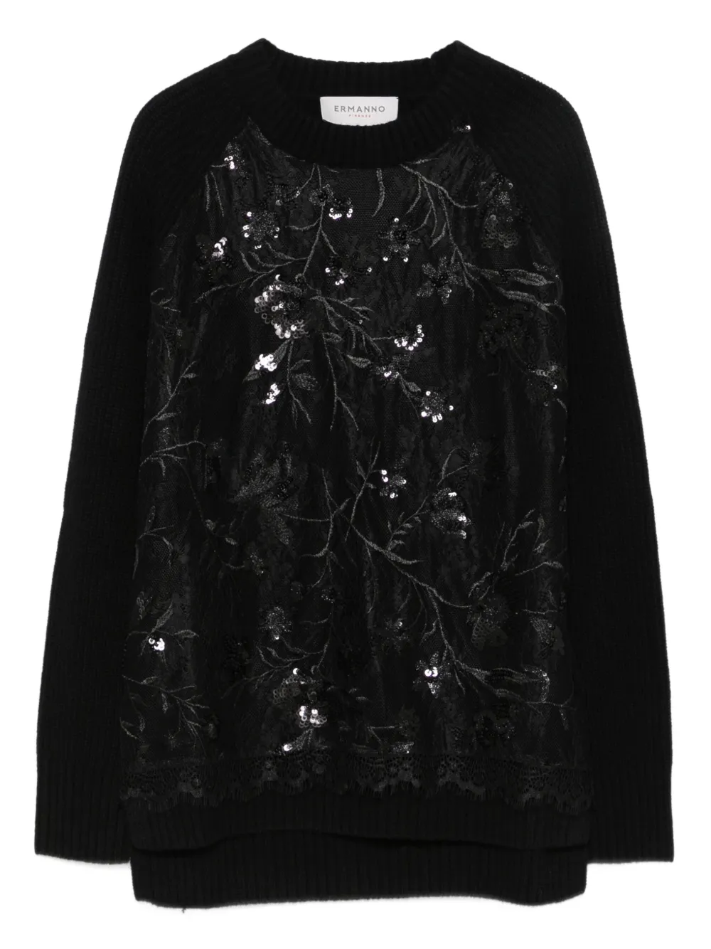 

Свитер с украшением из пайеток ERMANNO FIRENZE, черный