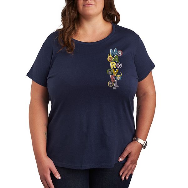 

Футболка с принтом Villains Stacked, Plus size Marvel, Navy