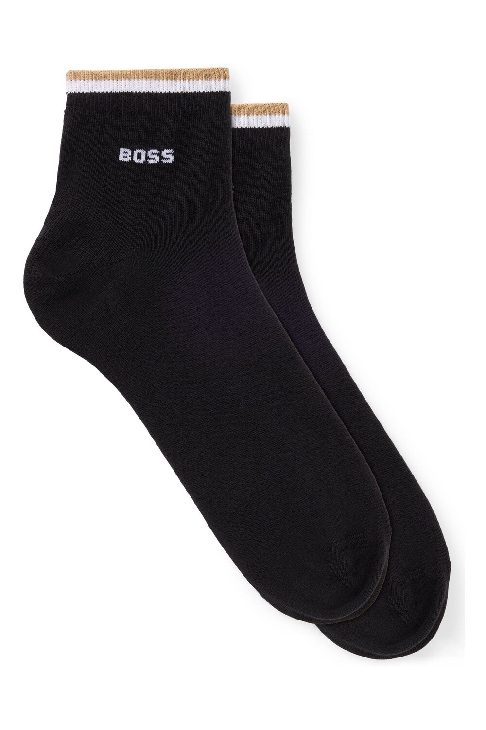 

Две пары коротких носков с фирменными полосками на манжетах Boss, черный