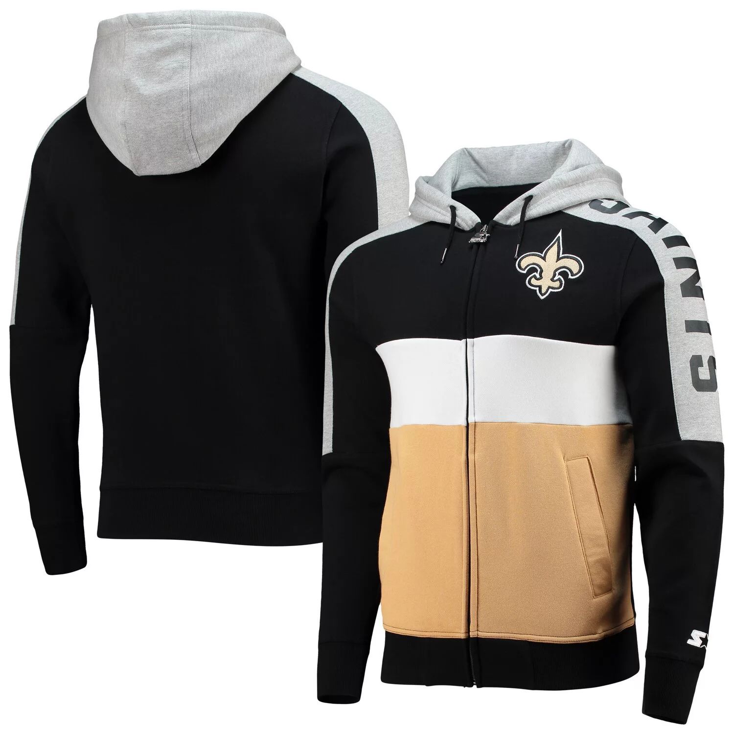 

Мужская черная/золотая толстовка с молнией во всю длину New Orleans Saints Playoffs Color Block Starter, Черный, Мужская черная/золотая толстовка с молнией во всю длину New Orleans Saints Playoffs Color Block Starter