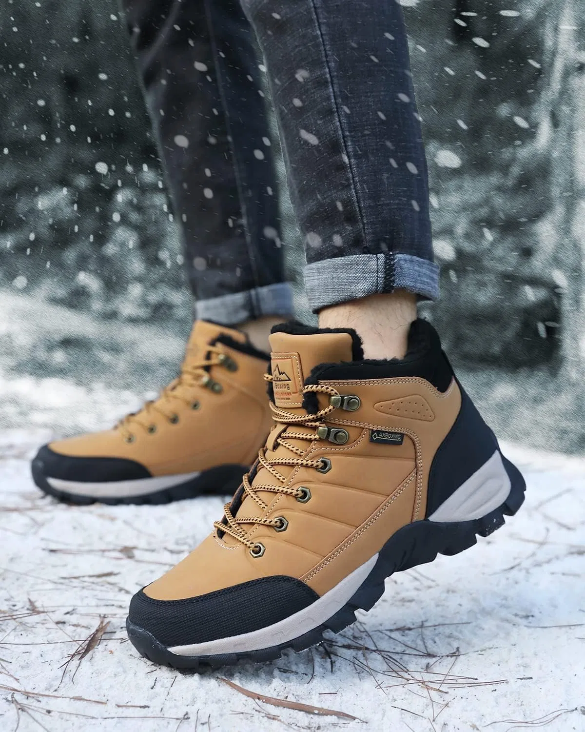 Зимние ботинки ARRIGO BELLO Winterschuhe Herren Gefüttert Winterstiefel Leder Stiefel Warmes Fell Trekking Stiefeletten Größe 41-46, Yellow — фото 2