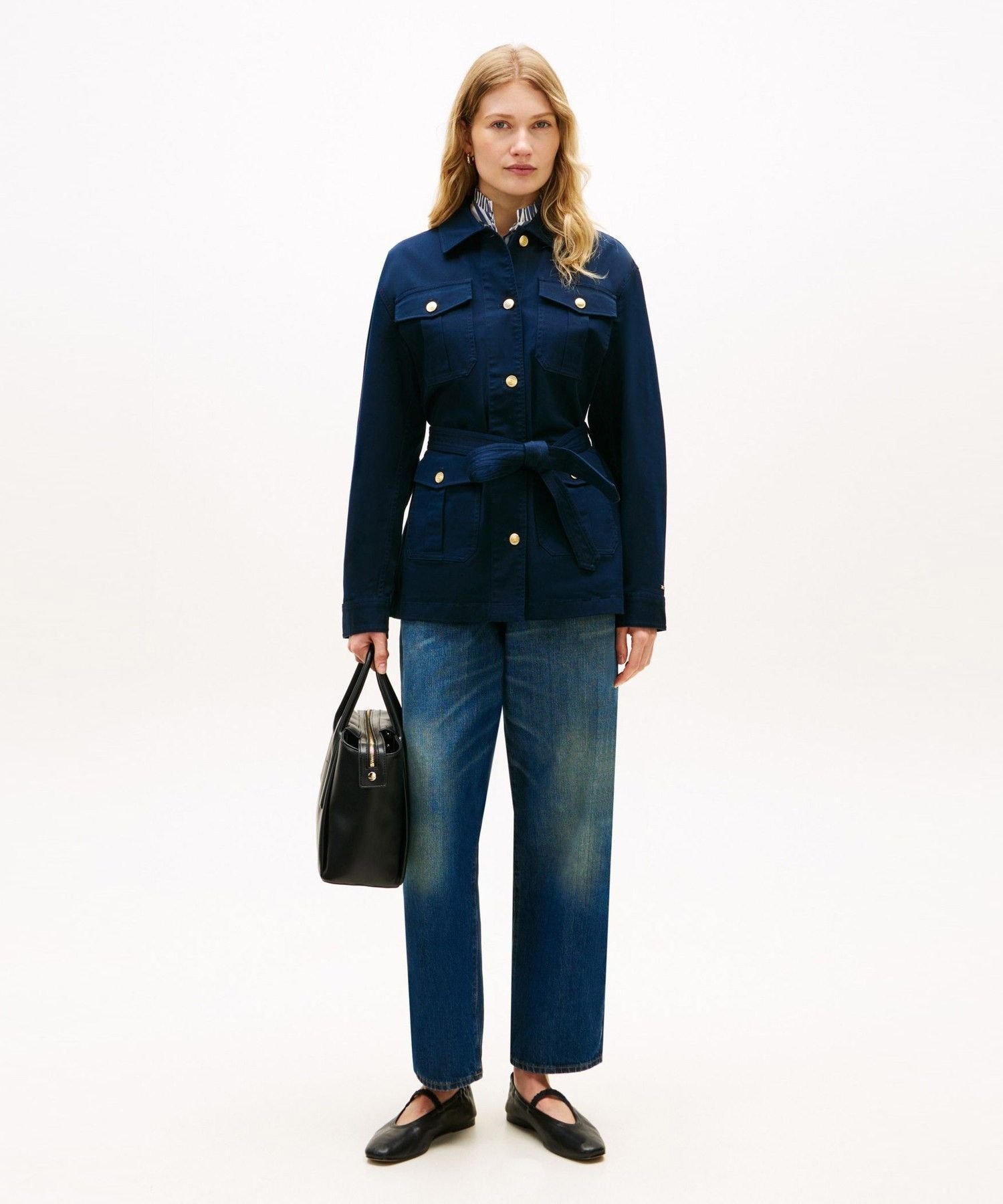 Хлопковая полевая куртка с золотыми пуговицами, размер 26SS TOMMY HILFIGER, Navy C1G — фото 3