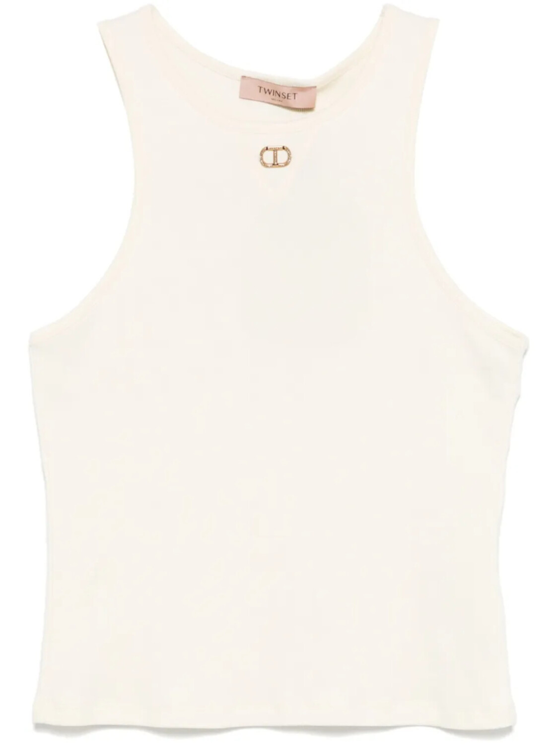 

Майка TWINSET Oval T в мелкий рубчик, нейтральный