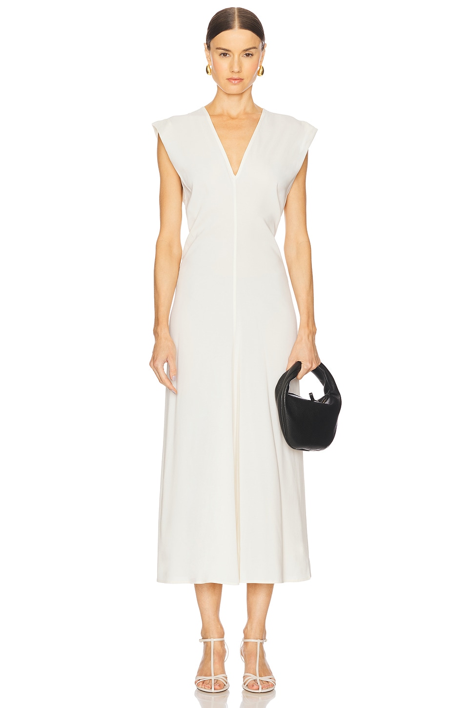

Платье с драпировкой и глубоким вырезом St. Agni, off white