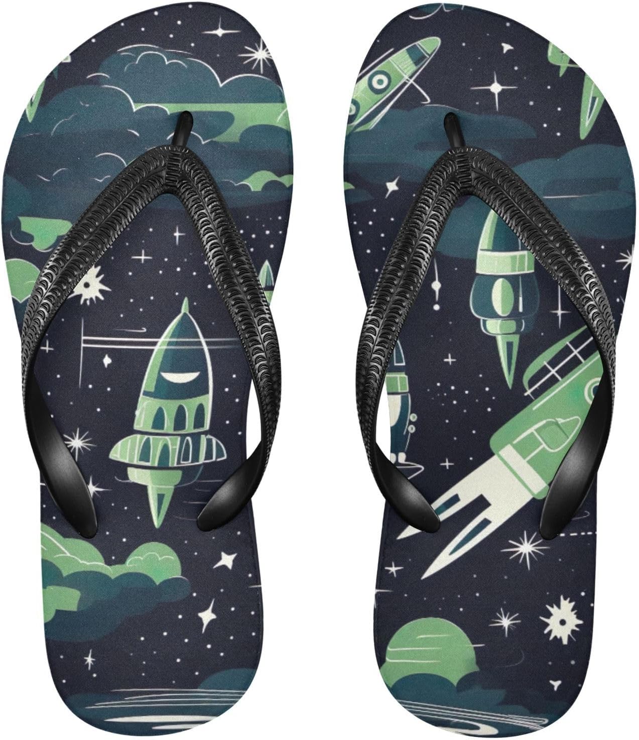 

Женские и мужские летние повседневные сандалии Space Planet Rocket Flip Flop для пляжа и душа Kfbe