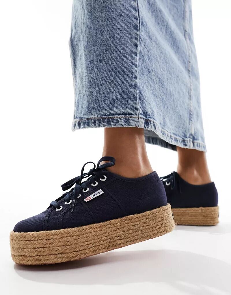 

Темно-синие кроссовки Superga с веревочной подошвой, Синий, Темно-синие кроссовки Superga с веревочной подошвой
