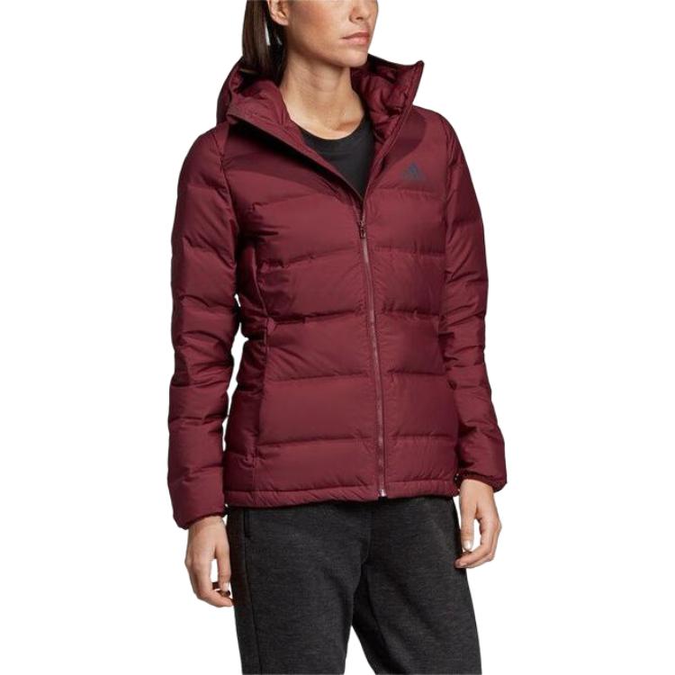 Adidas Женский пуховик темно-красный с фиолетовым оттенком, Dark Reddish Purple — фото 4