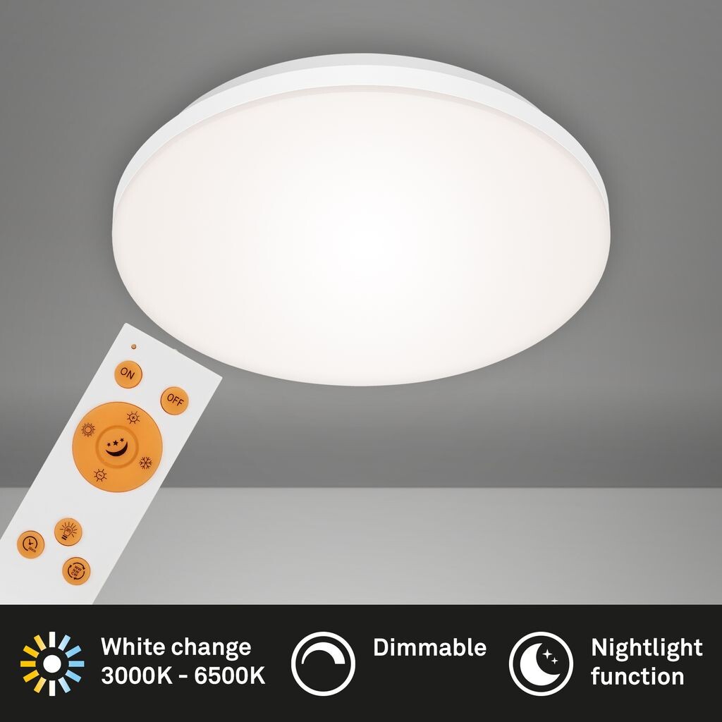 

Светодиодная панель CCT BRILONER LIGHTS FRAMELESS, 12 Вт, 1600 лм, IP20, белая, пластик-металл, диммируемая, с пультом, CCT, Ø 30 см, белый
