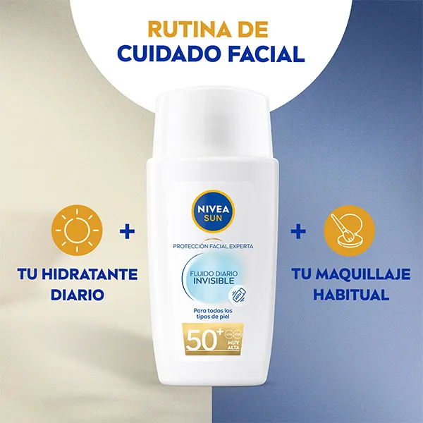 Невидимый ежедневный солнцезащитный флюид для лица SPF 50+ Protección Facial Experta Uv Nivea, 40 ml — фото 4