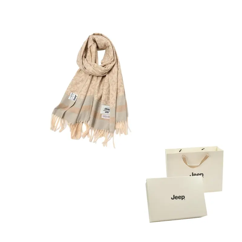 

Шарф из полиэстера Unisex Jeep, светло-coffee base with серый frame
