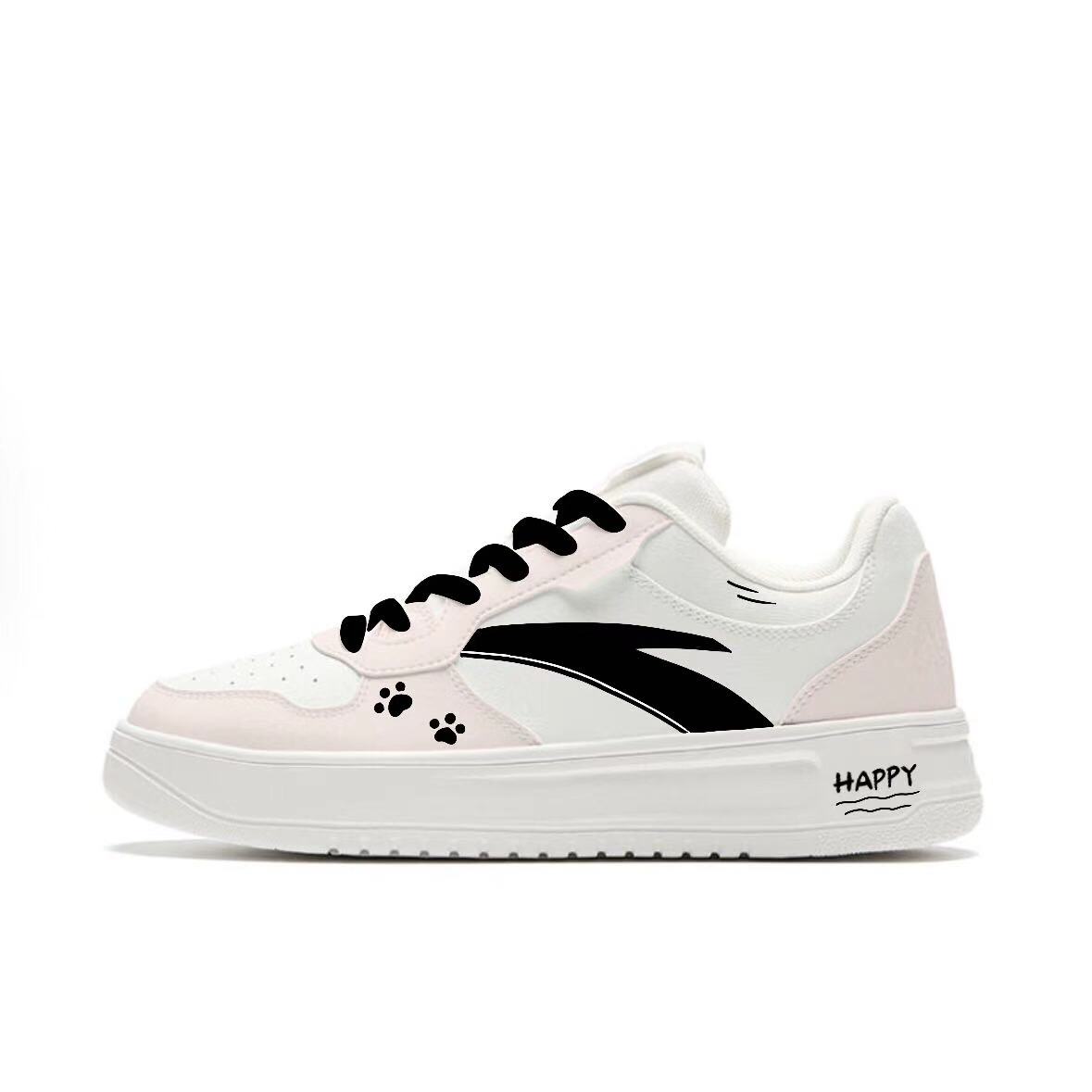 

ANTA Легкие розовые следы, освежающий кампусный стиль, милый, сладкий стиль, нишевые парные белые туфли Synthetic Leather