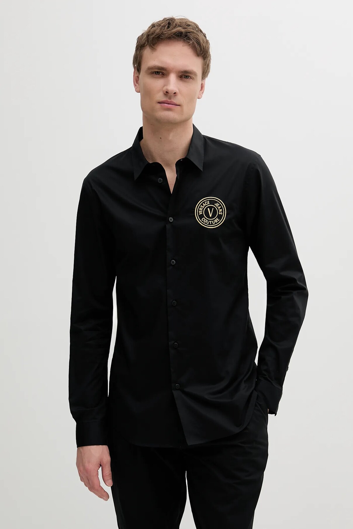 

Рубашка из хлопка Versace Jeans Couture, черный