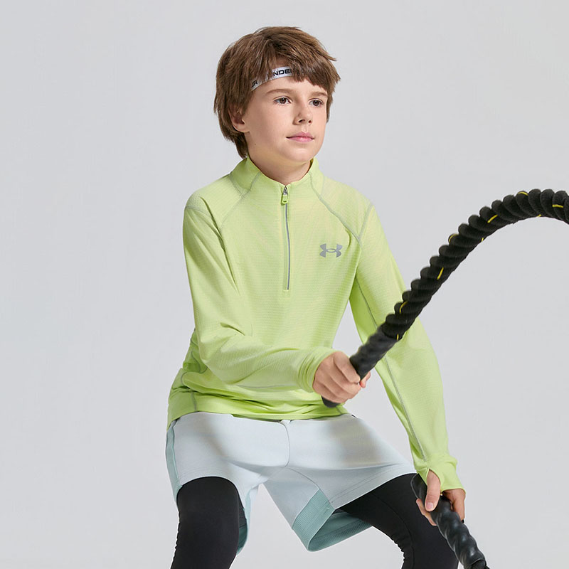 Футболка для детей Quick Dry, для всесторонних тренировок подростков Under Armour, lime зеленый — фото 4