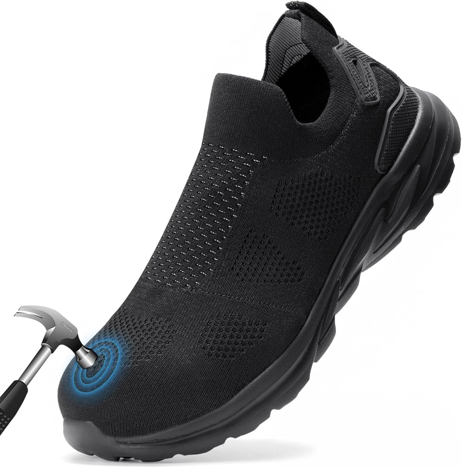 

Мужские кроссовки с защитным стальным носком Furuian, легкие, дышащие, комфортные, с противоскользящей подошвой, черного цвета