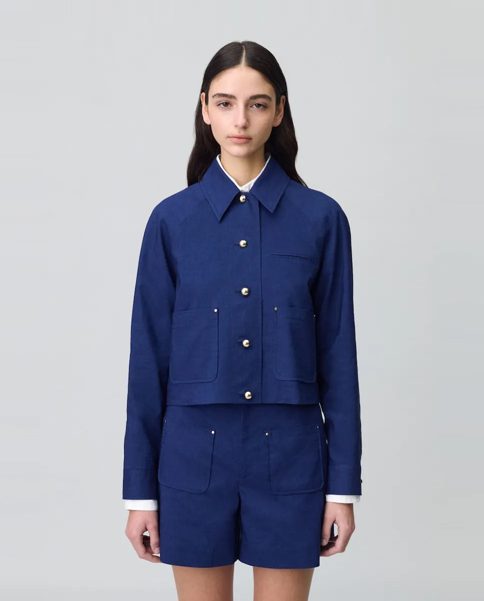 

Короткая женская куртка с застежкой на пуговицы Claudie Pierlot, тёмно-синий