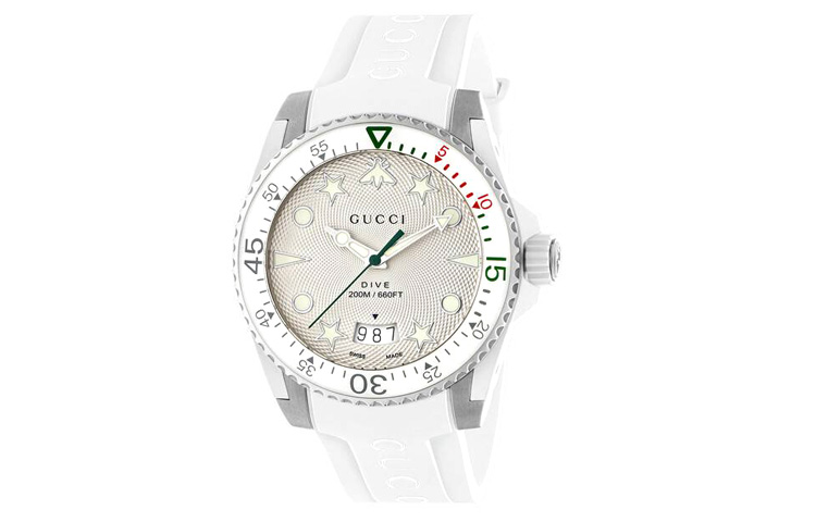 

GUCCI Часы Dive Collection Wrist Watch Quartz Movement Rubber Strap White Dial Men's Watch
