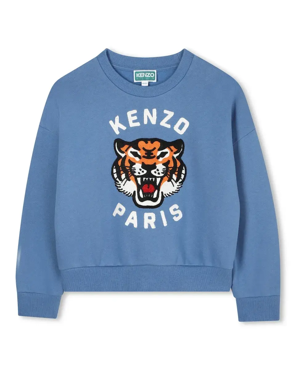 

Детская синяя хлопковая толстовка Kenzo Kids, синий