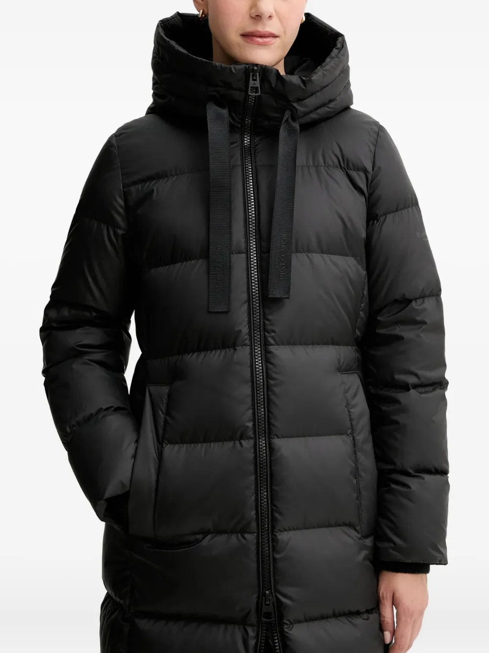 

Стёганое пальто с капюшоном Marc O'Polo, черный