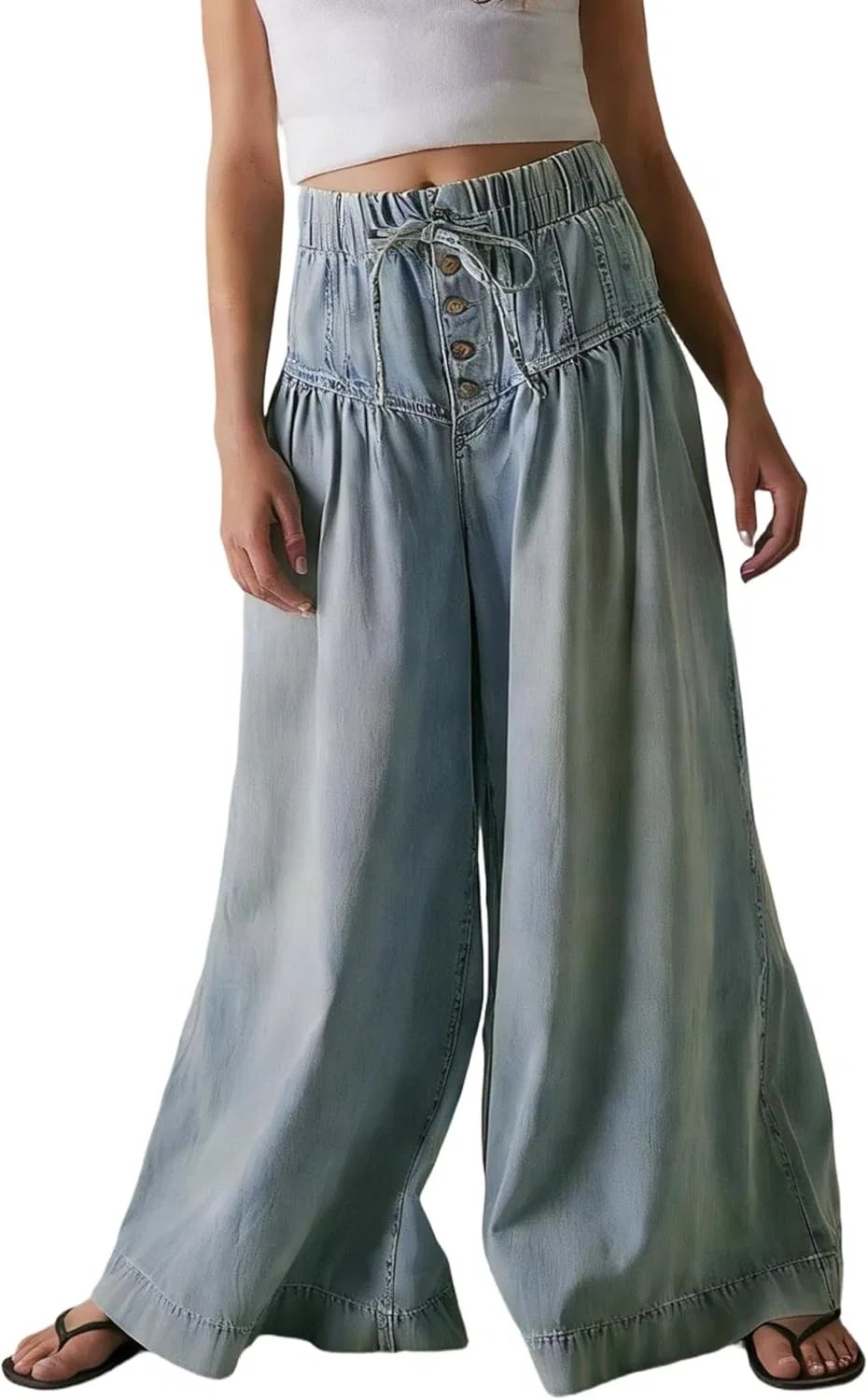 Джинсы широкие Chambray Pants, Light Blue