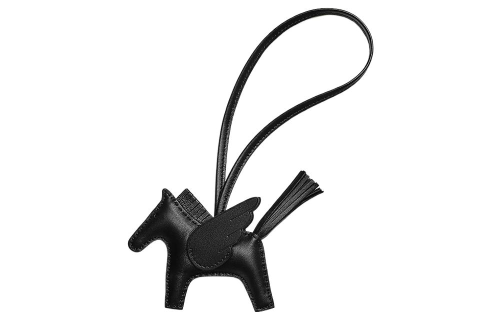 HERMES Черный кулон из овчины унисекс малого размера, Black — фото 2