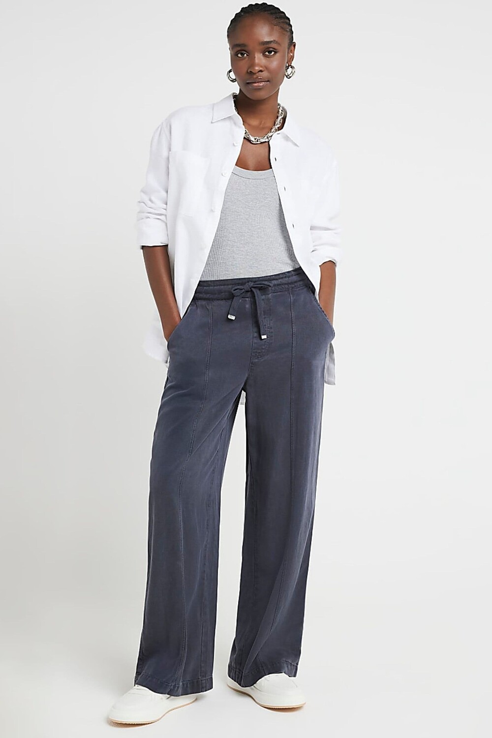 

Широкие брюки из лиоцелла River Island, синий