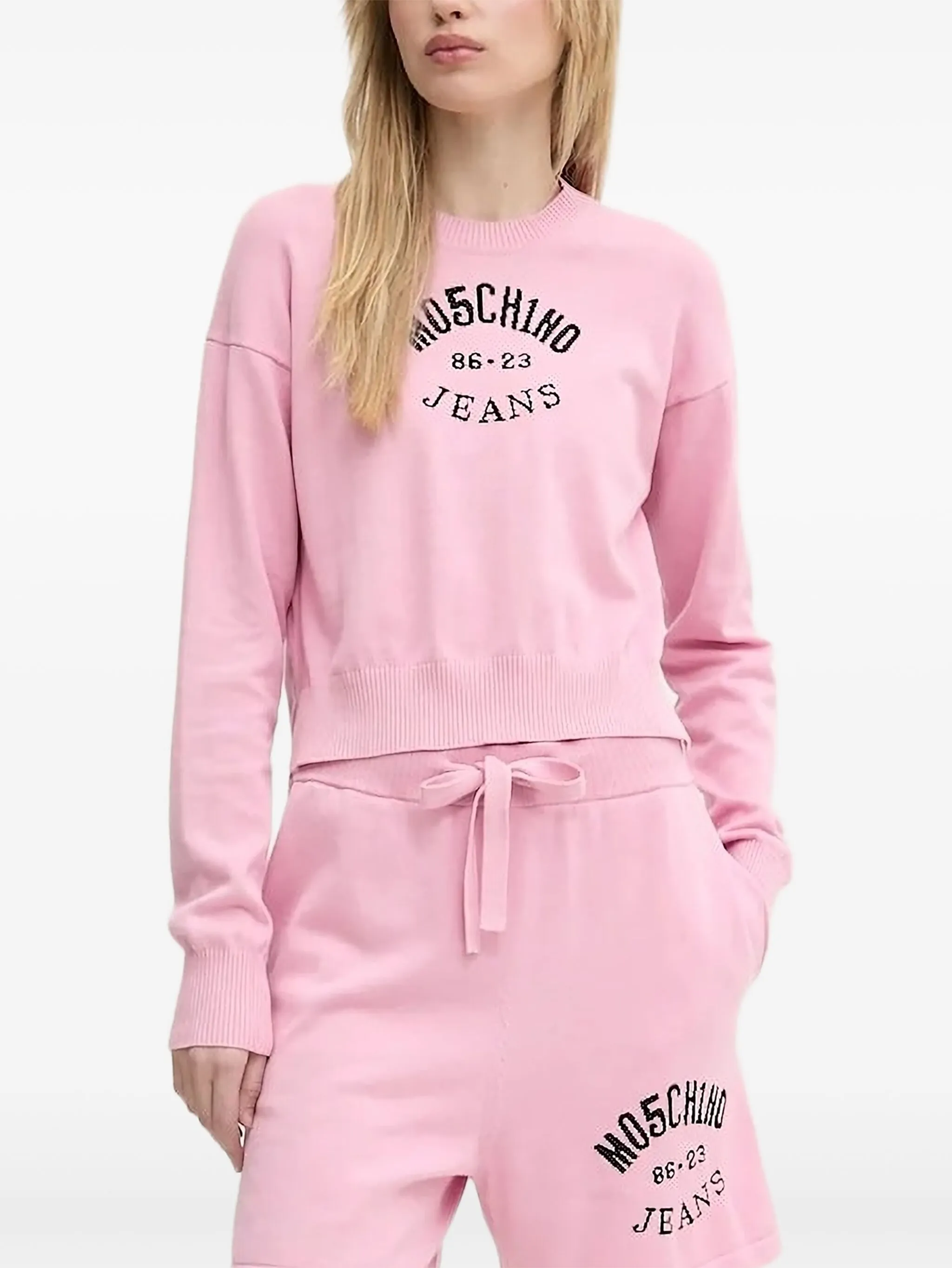 

Свитер с вышитым логотипом Moschino Jeans, розовый