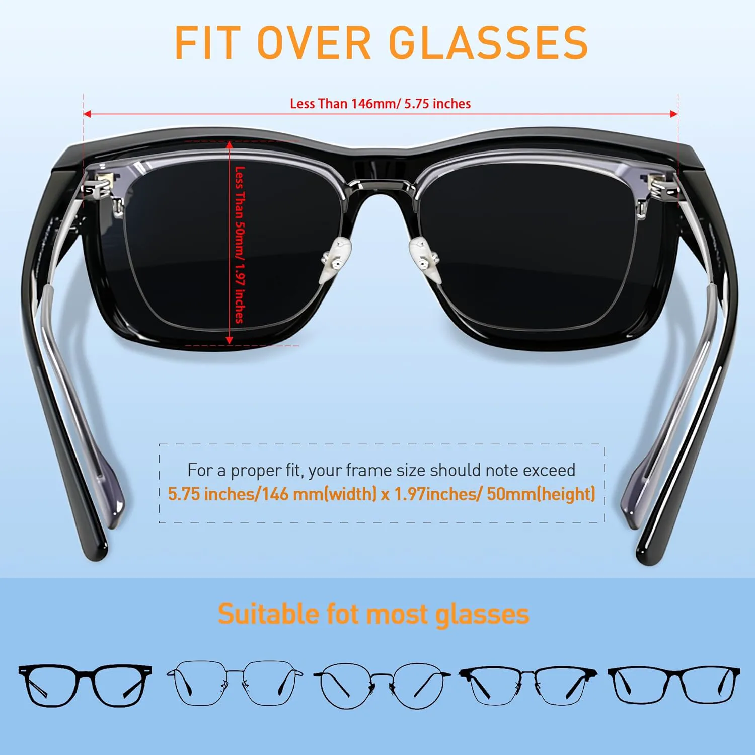 

Солнцезащитные очки ANDWOOD Fit Over Glasses с поляризацией, большие квадратные, для женщин и мужчин, с защитой UV400, Transparent Pink | Polarized Mirror Pink