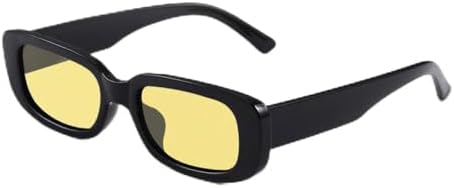 

Ретро-солнцезащитные очки 2026 года, маленькие прямоугольные, для женщин, популярные, с металлическими шарнирами, модные мужские солнцезащитные очки UV400 MTZJH, Black Yellow