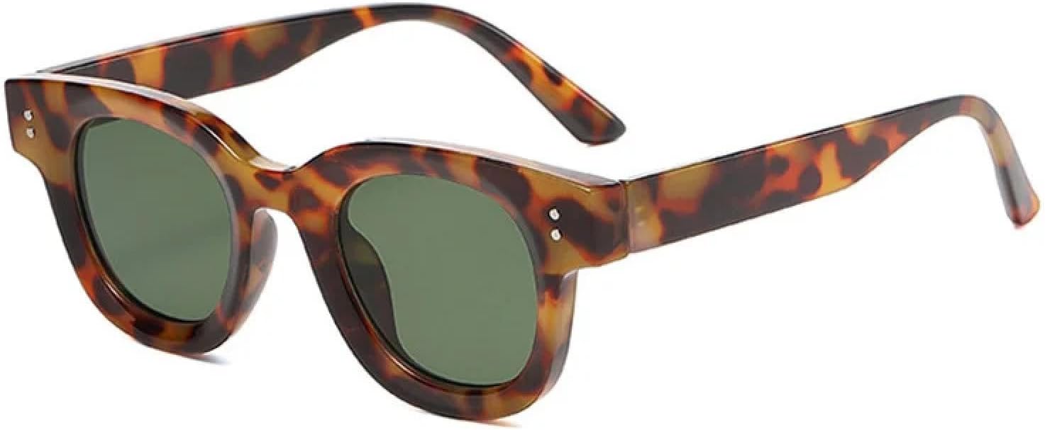 

Модные женские солнцезащитные очки с прозрачными линзами цвета океана, ретро-стиль, с заклепками, мужские панк-очки с леопардовым принтом, солнцезащитные очки UV400 TVTBBVV, Leopard Dark Green