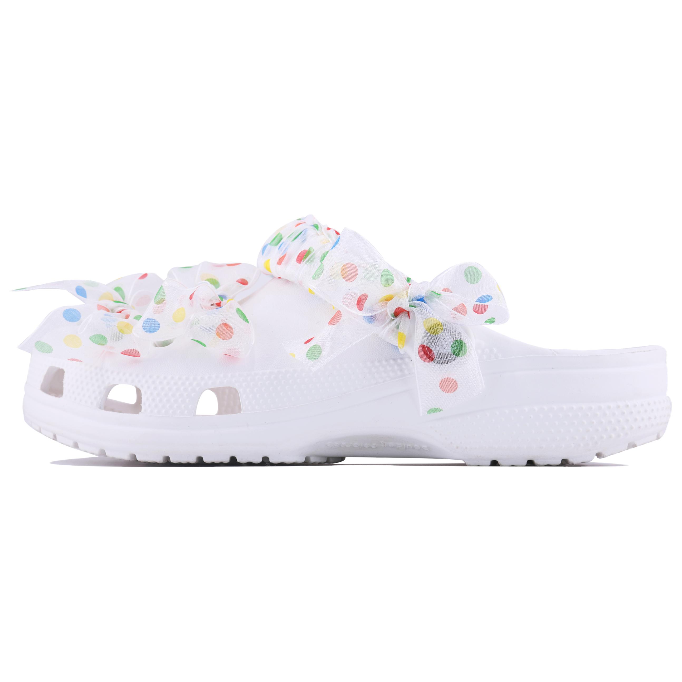 Crocs Классические сабо Sweetheart в горошек SDS Clogs унисекс белые