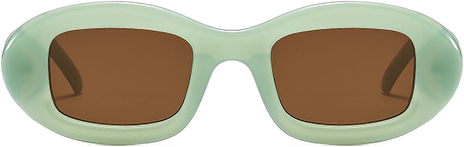 

bullabulling Модные овальные солнцезащитные очки 2000-х годов для женщин, милый стиль, защита от УФ-излучения UV400, ретро-модные солнцезащитные очки для мужчин, Green