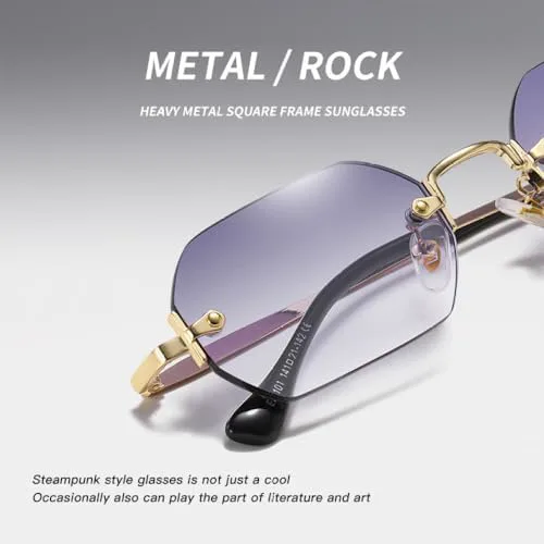 

Солнцезащитные очки без оправы, прямоугольные, маленькие, мужские и женские, металлические, золотистые, многоугольные, синие, 2023 UV400, без оправы MTZJH, 6