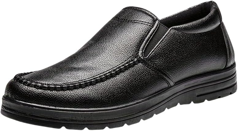 

Мужские винтажные лоферы однотонного цвета с легкой посадкой, удобные, нескользящие повседневные и прочные формальные обувь для активного отдыха на открытом воздухе Hoalox, черный