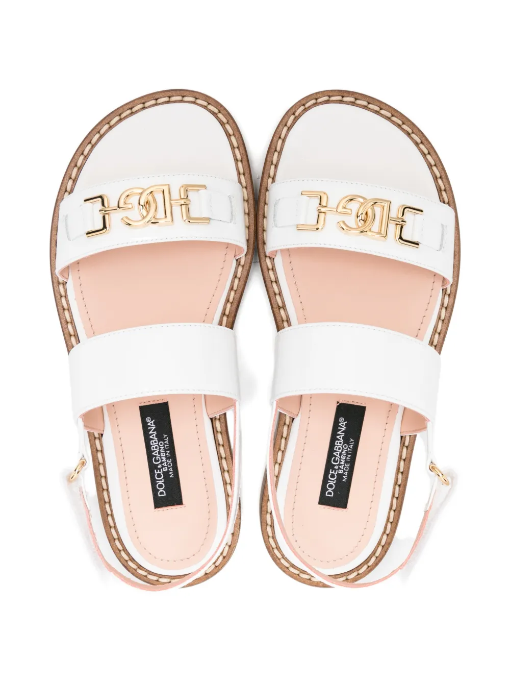 Кожаные сандалии с логотипом Dolce & Gabbana Kids, белый — фото 3