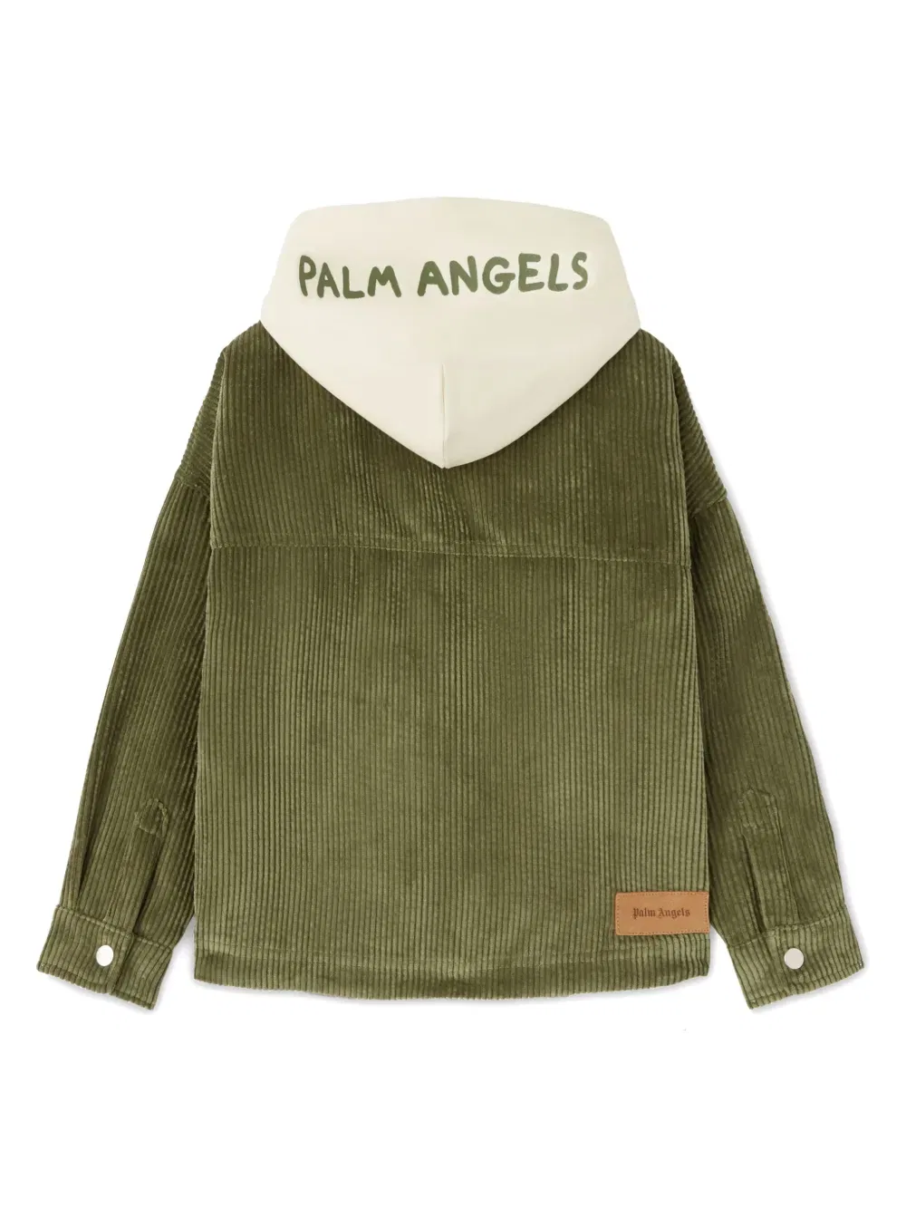 Вельветовая рубашка-куртка с капюшоном Palm Angels Kids, зеленый — фото 2