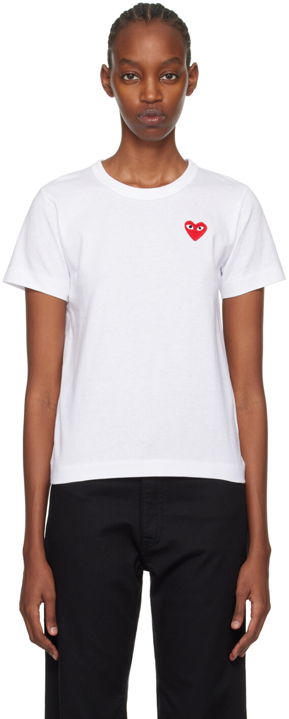 

Белая футболка с нашивкой в виде сердца Comme Des Garcons, цвет White