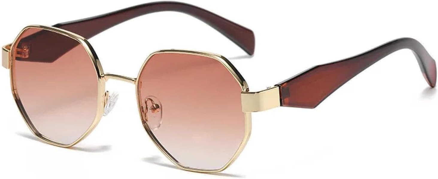 

Солнцезащитные очки с защитой от УФ-излучения UV400 | Металлическая оправа, цветные линзы | Для женщин и мужчин, для занятий спортом на открытом воздухе и вождения DSVIGF, Gold Brown