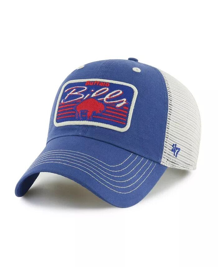 

Мужская королевская, натуральная потертая регулируемая шляпа Buffalo Bills Legacy Five Point Trucker Clean Up '47 Brand, синий