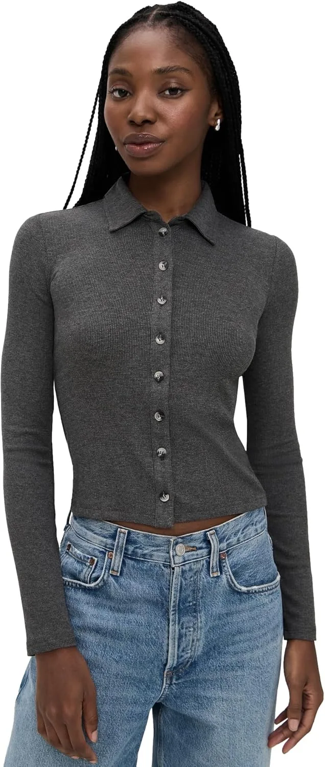 

Женский поло Luxe Rib с длинным рукавом perfectwhitetee