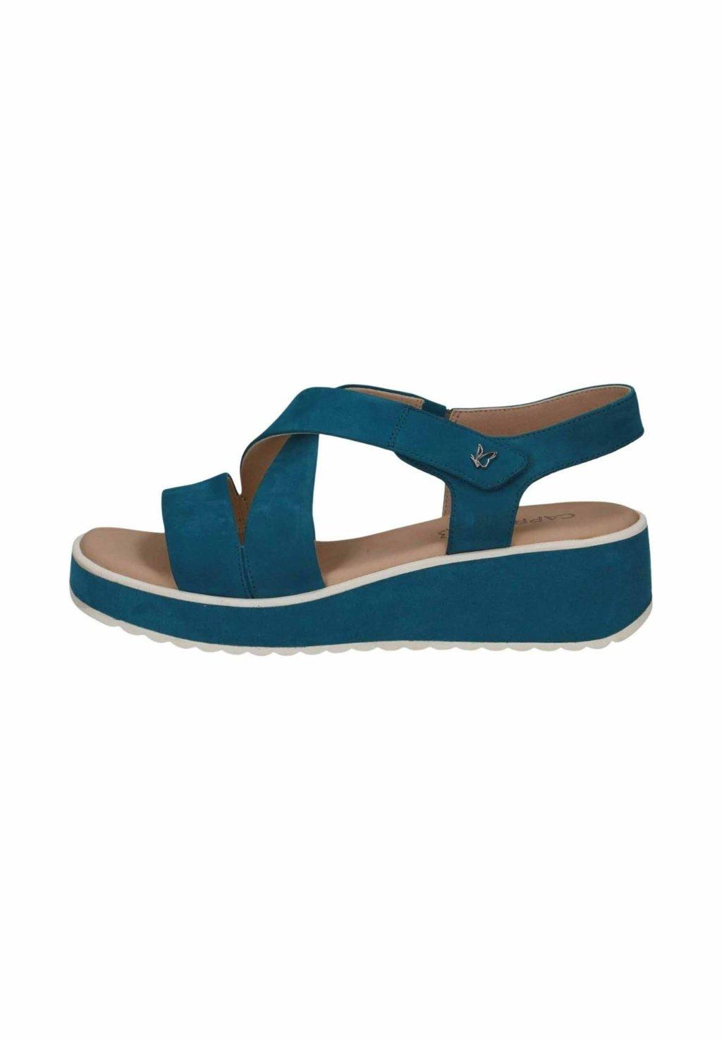 Босоножки на танкетке Platform sandals Caprice, синий