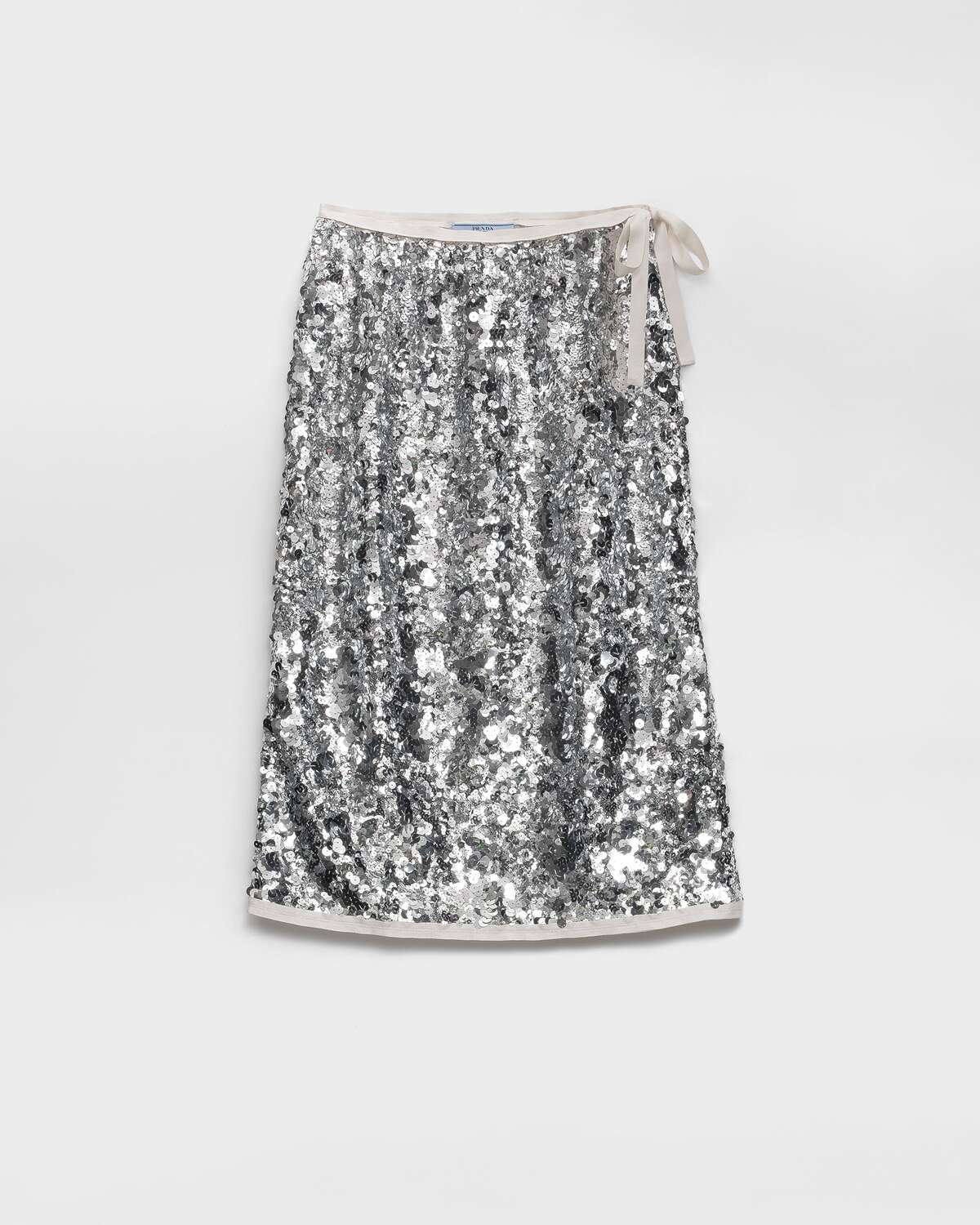 

Вышитая юбка с пайетками Prada, серебряный