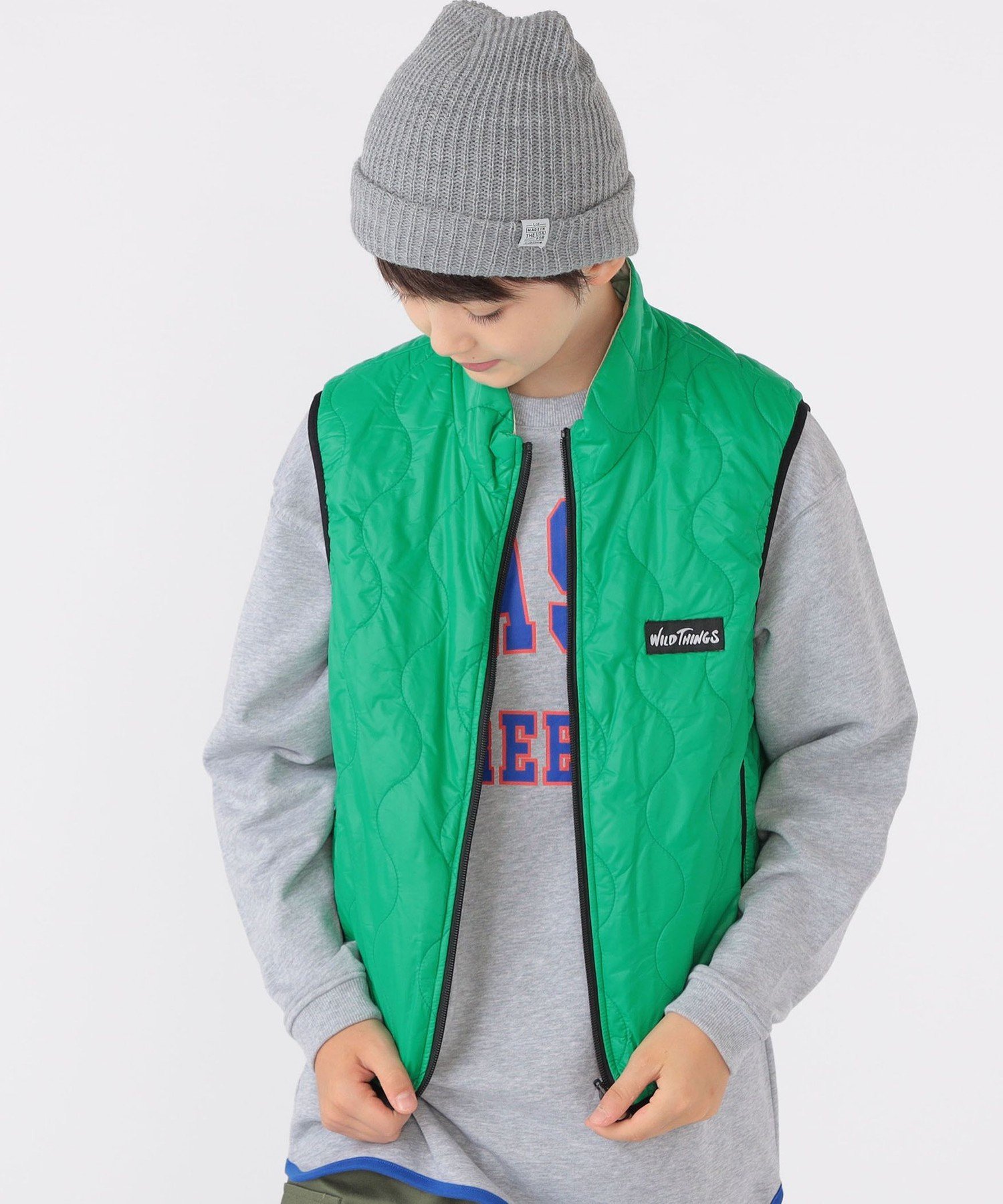 WILD THINGS: 130-170 см / Стеганый двусторонний жилет Ships Kids, green — фото 2