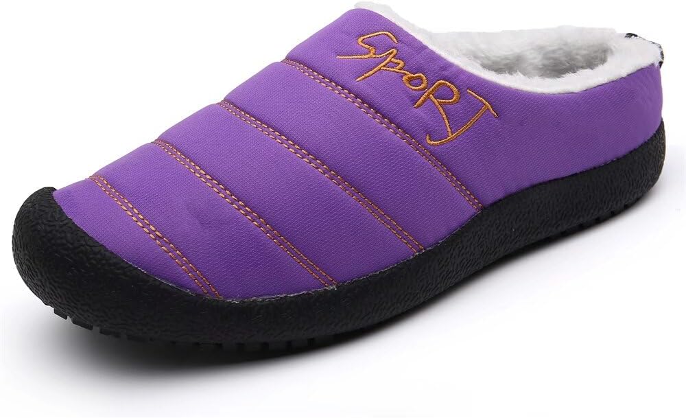 

Мужские и женские водоотталкивающие теплые хлопковые тапочки для дома и улицы в холодную погоду Zonkacen, фиолетовый
