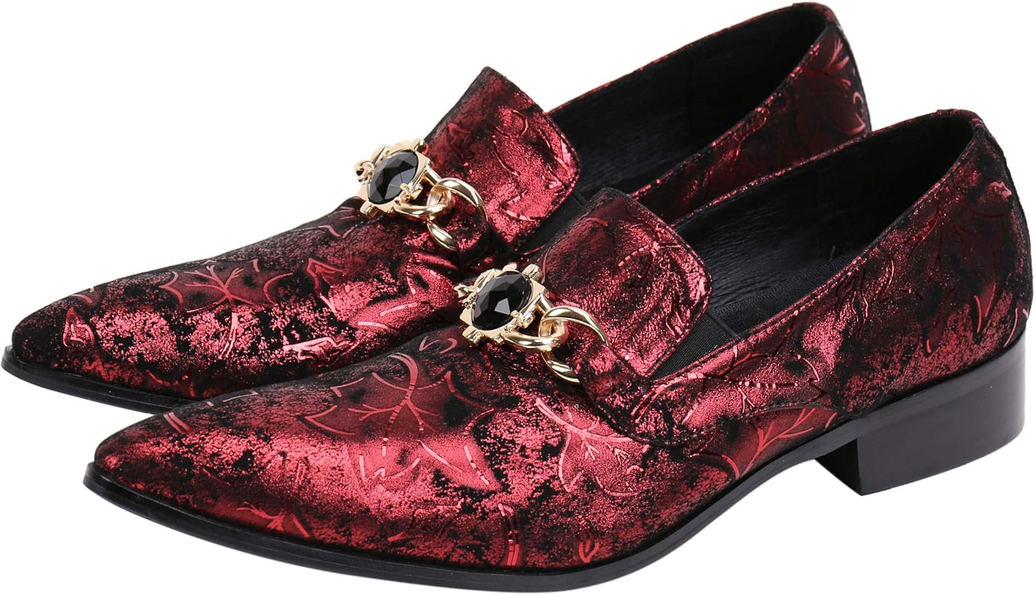 

Мужские лоферы Santimon Mens с имитацией курения, с пряжкой из страз, повседневные и вечерние слипоны, бордовый