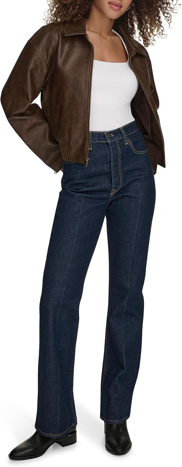 Женская куртка-бомбер Levi's из искусственной кожи с отложным воротником, Saddle — фото 2