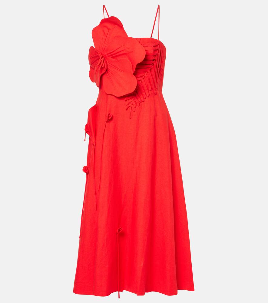 

Платье миди из льняной смеси с цветочной аппликацией Farm Rio