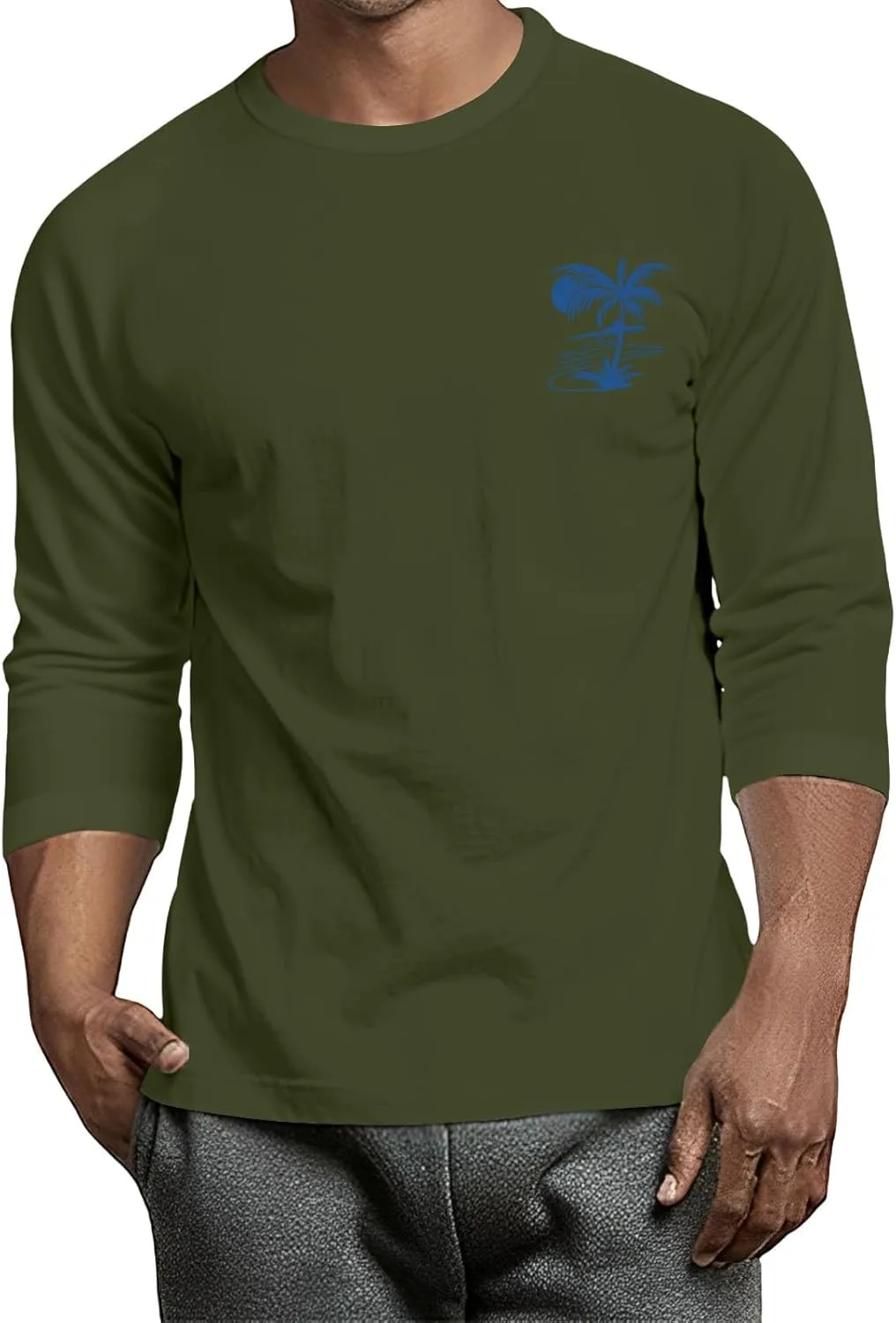 

Футболка для мужчин с принтом, 3/4 рукава, Casual Kvsozwuty